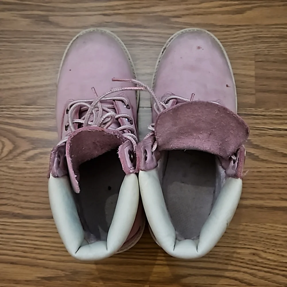 Junior Pink Timberland Leather Boots/ 4.5